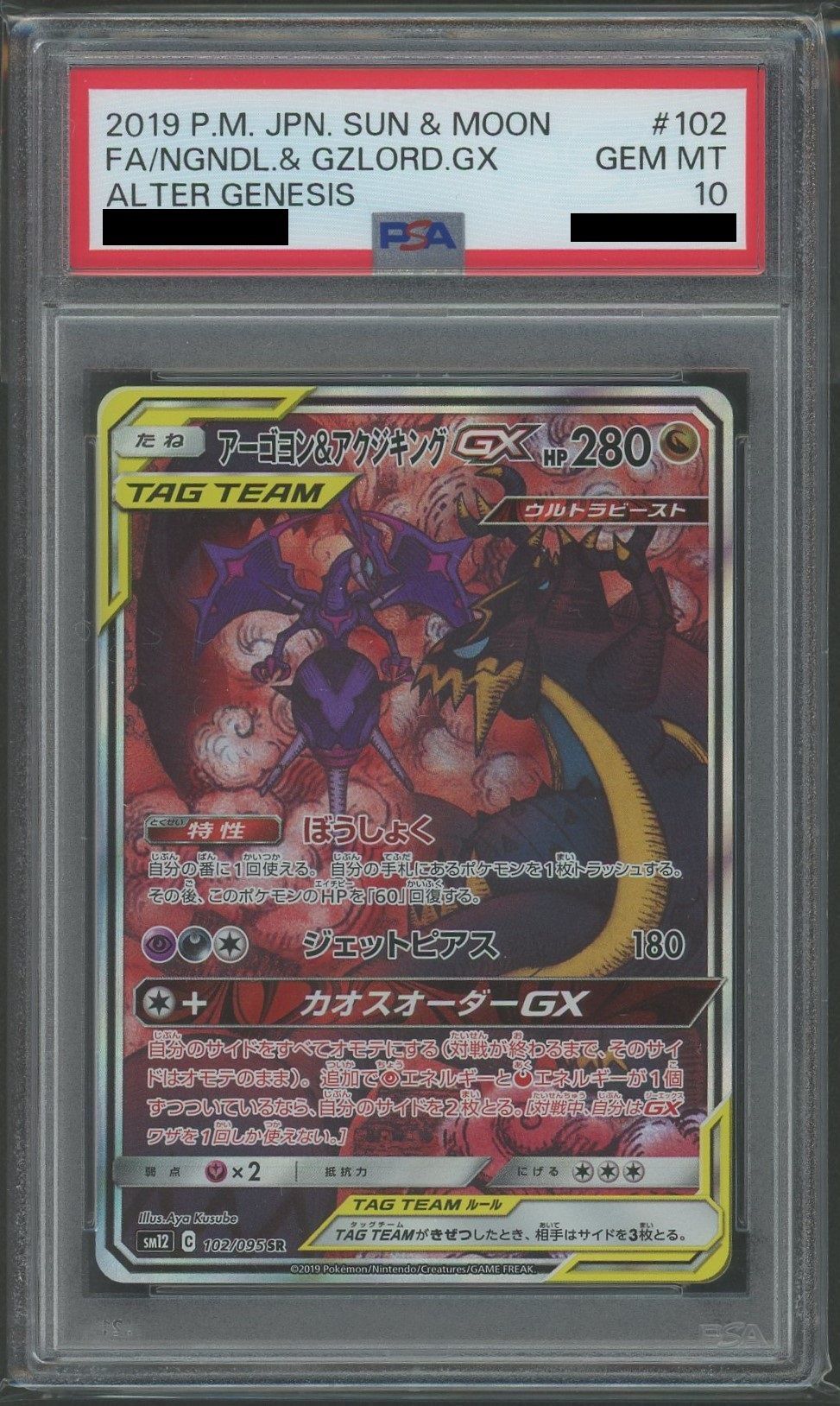 PSA10】アーゴヨン&アクジキングGX:SA(SR){ドラゴン}〈102/095〉[SM12