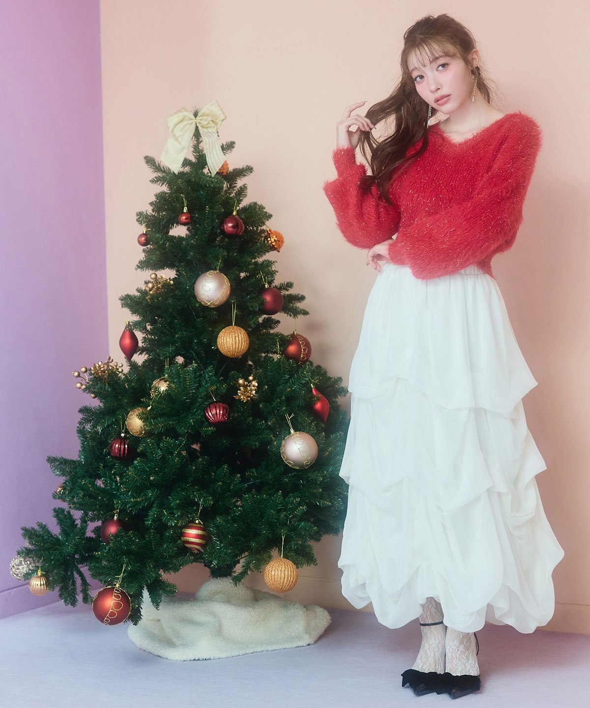 REDYAZEL｜タックバルーンボリュームシフォンロングスカート | Rakuten