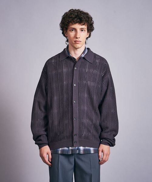 シアー クロシェット ニット シャツ