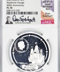 2020 Silver Cook Is. Mayflower $5 NGC PL70; Everhart Signed
