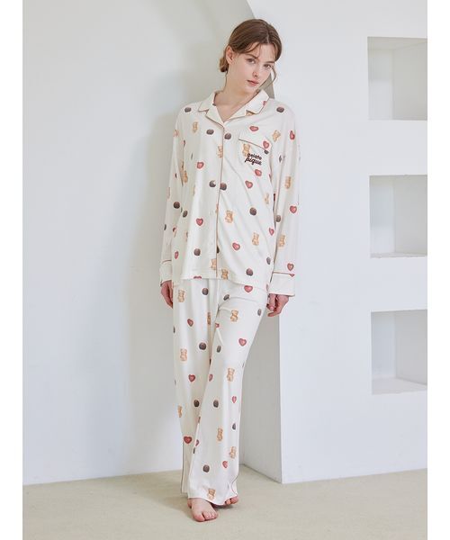 gelato pique（ジェラートピケ） パジャマ ルームウェア 総柄ロング