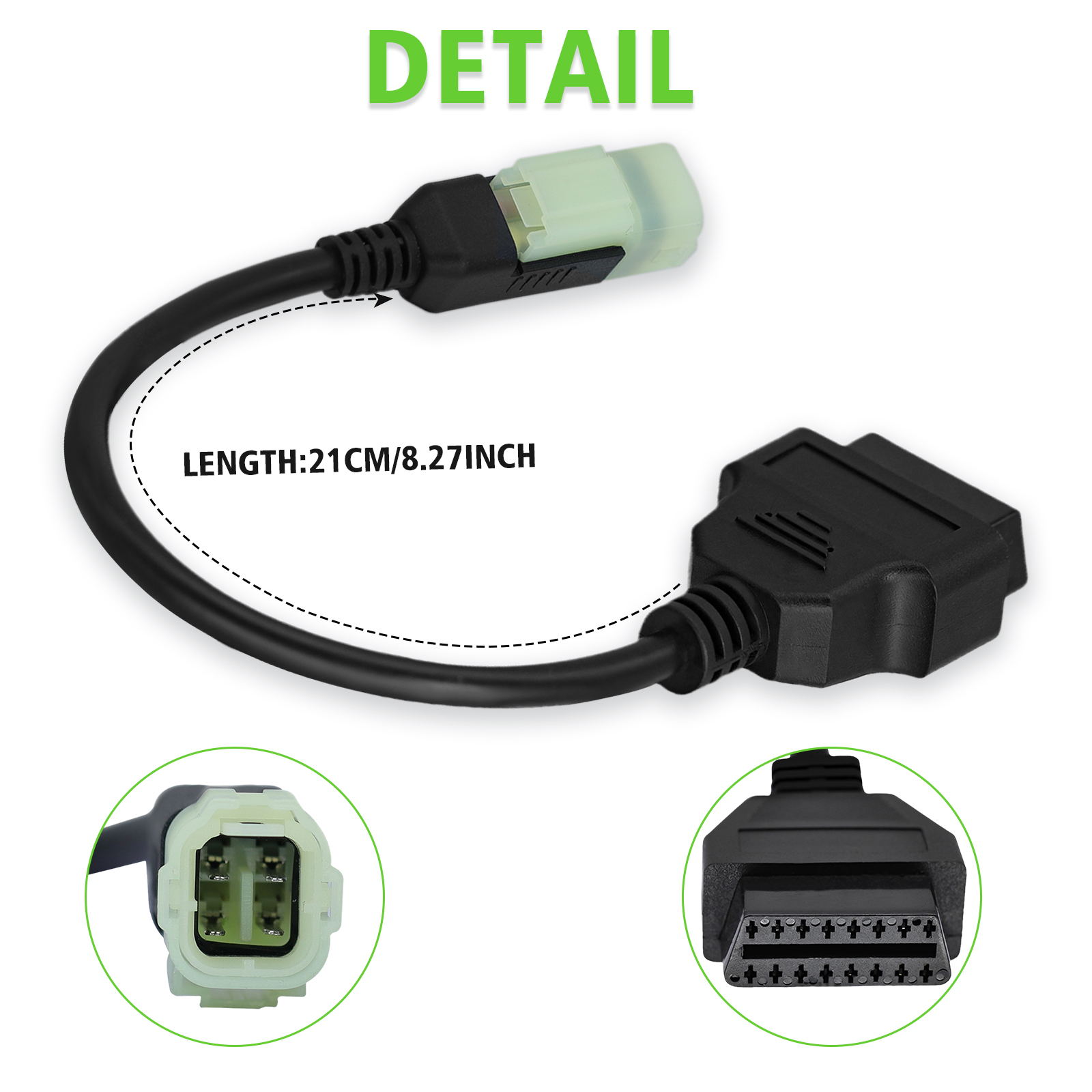 Obd2 Adapter Fit for Kawasaki Motorcycle 4 Pin to 16 Pin OBD