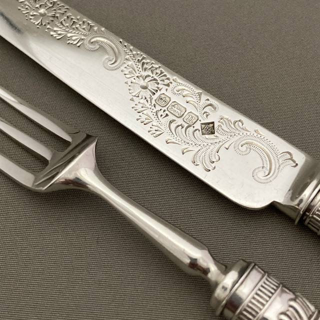 イギリス：シェフィールド「マザーパール デザートフォーク&ナイフ 6