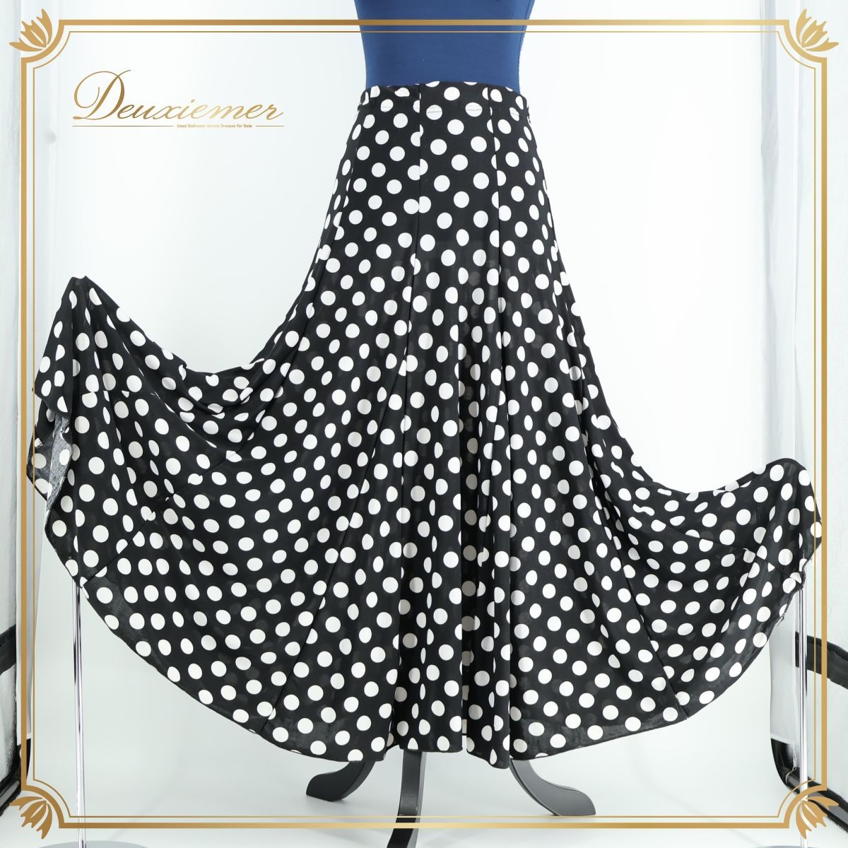 フラメンコ衣装】ブラック ファルダ スカート 黒 白 水玉 ドット