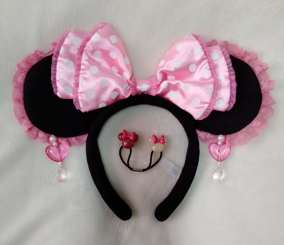 ディズニー ミニー フリルレース イヤリング カチューシャ ピンク