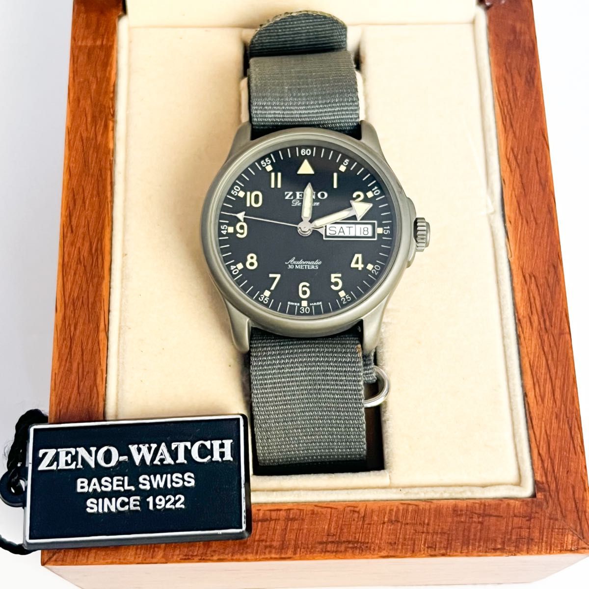稼働 美品 ゼノ ZENO WATCH BASEL ARMY DELUXE 自動巻き ブラック文字