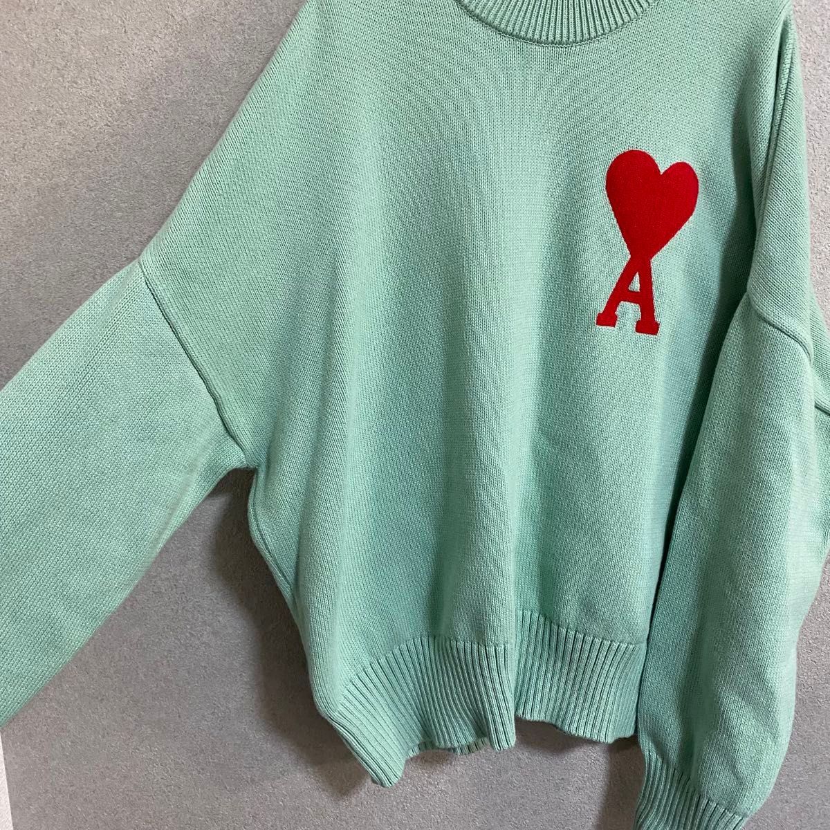 ami paris アミ ミントグリーン ニット セーター ハート刺繍｜Yahoo