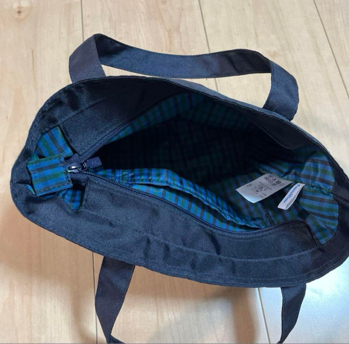 現行品 ファミリア familiar マザーズバッグ 青系ファミリアチェック