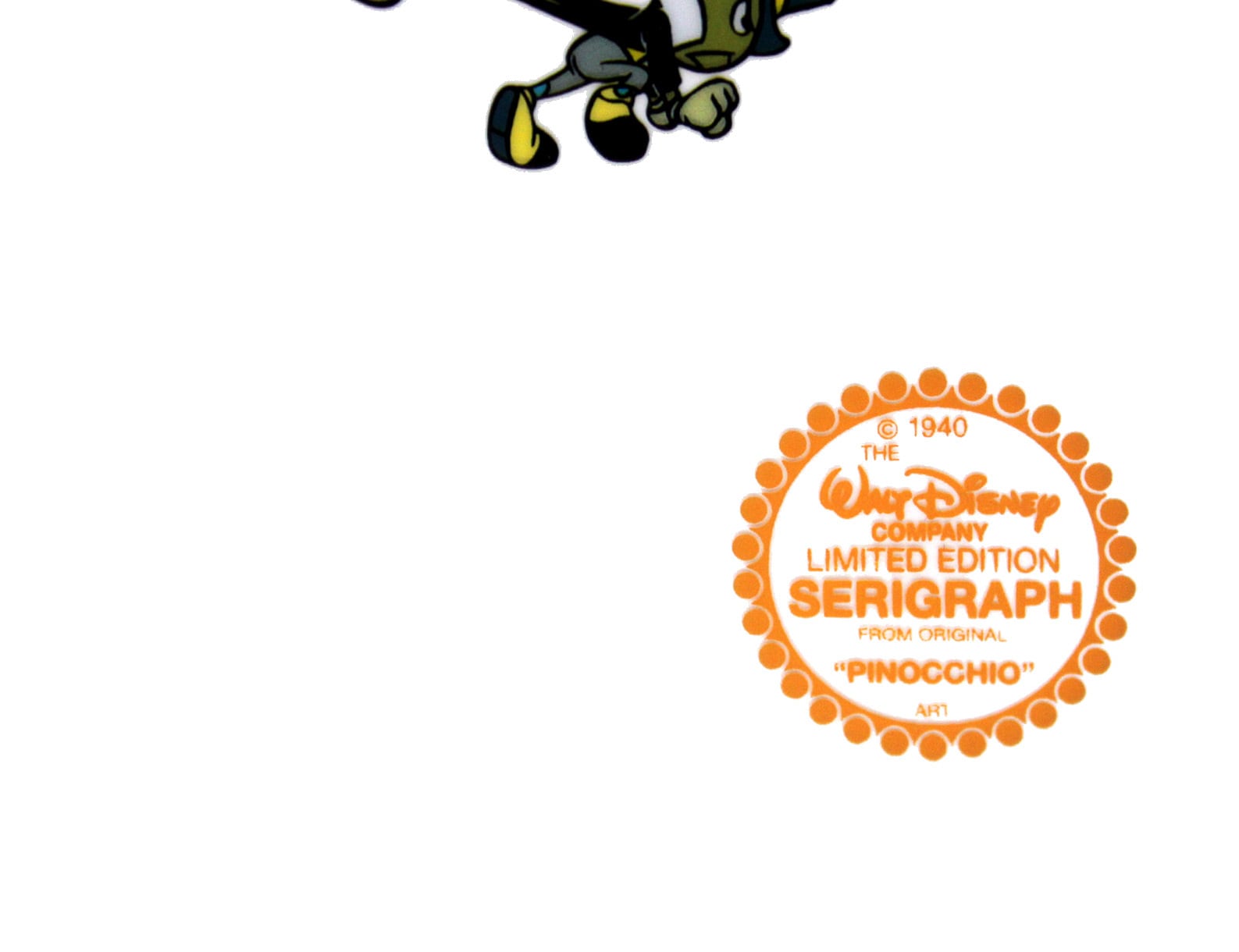 ディズニー セル画「ピノキオ&ジミニー」額縁2種選択可 展示用フック付