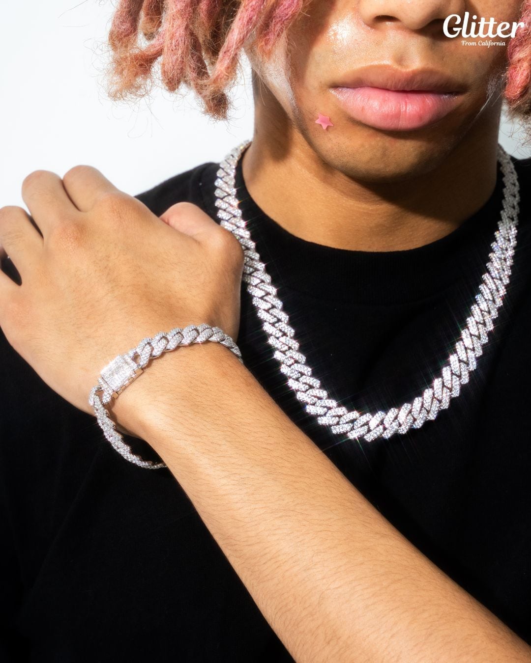 Iced Out Prong Cuban Chain Set 【14mm】【本日まで15%OFF】 | Glitter