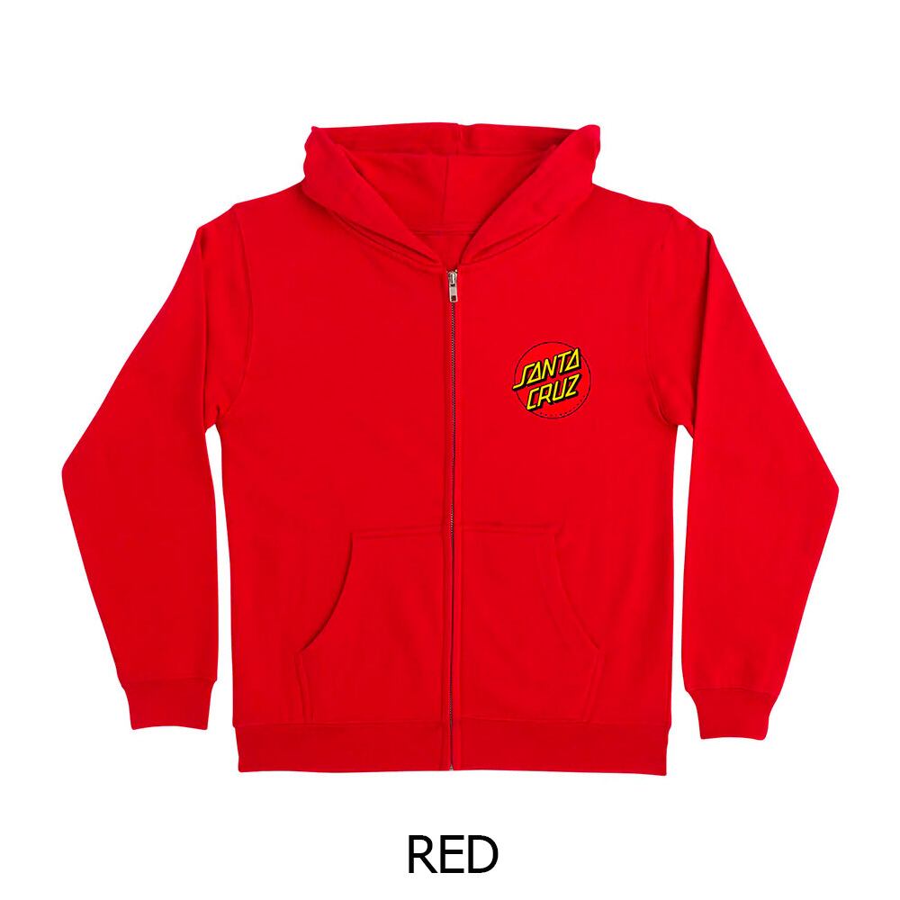 SANTA CRUZ YOUTH ZIP HOOD CLASSIC DOT 22SP ALP GRN BLACK RED