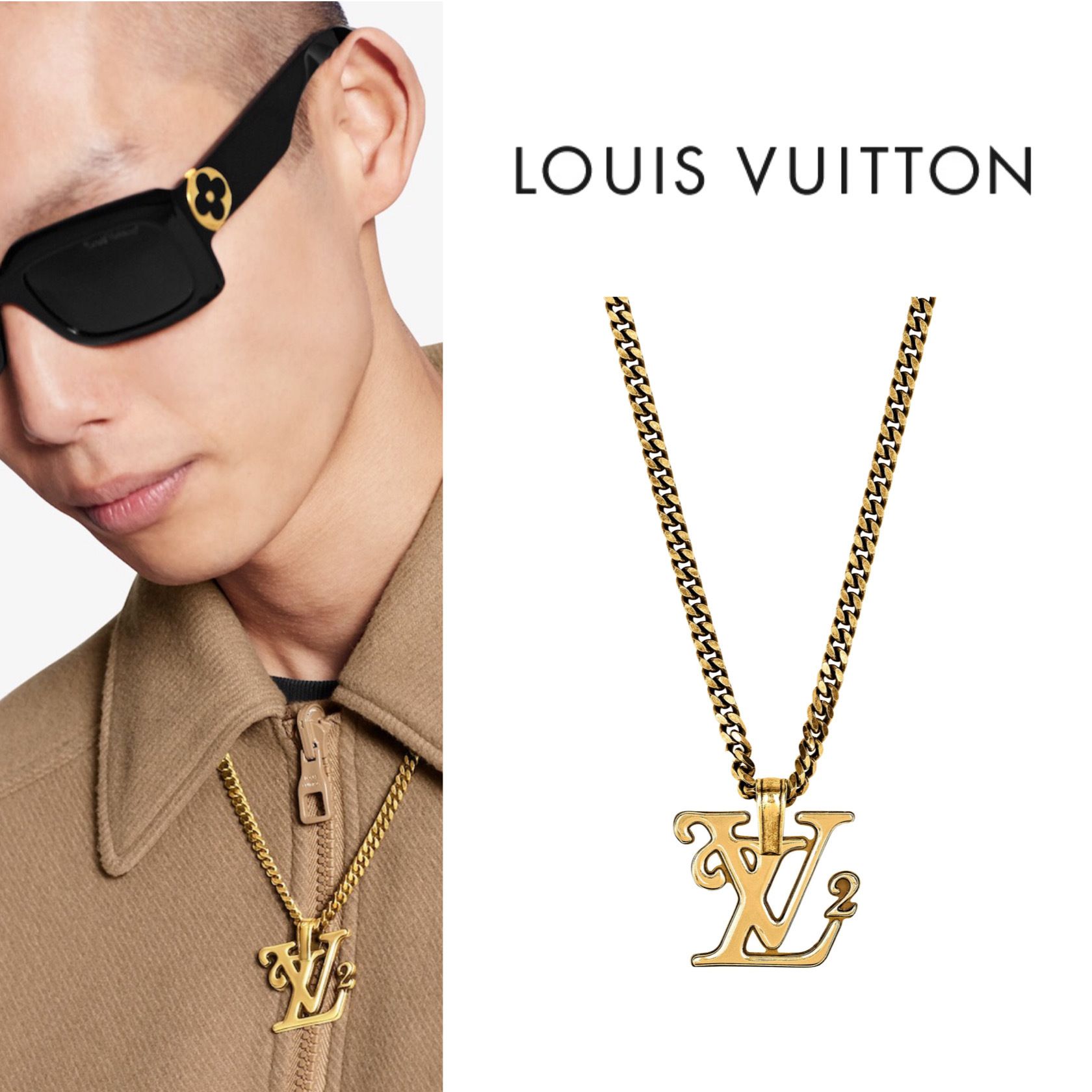 Louis Vuitton x Nigo Squared Necklace ゴールド ネックレス (Louis