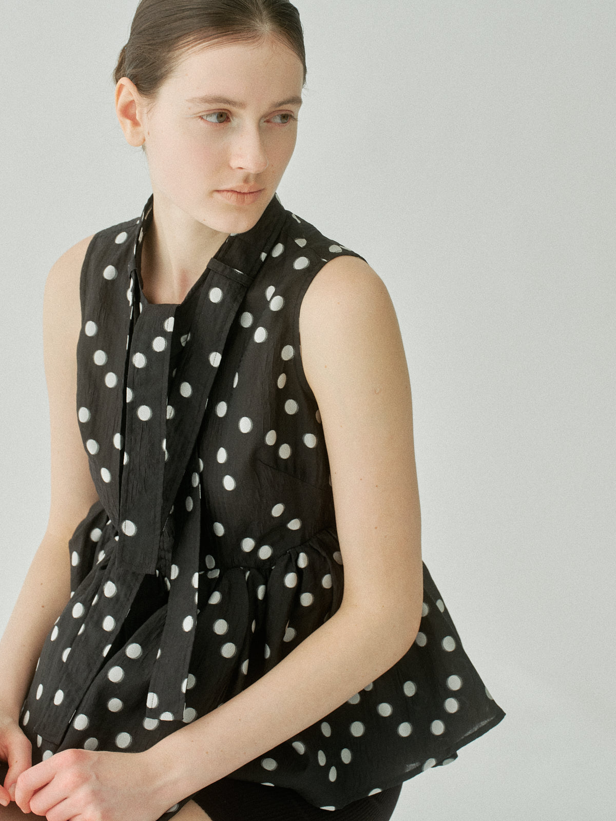 Sheer Polka Dot Ribbon Blouse – L'AUBE BLANC