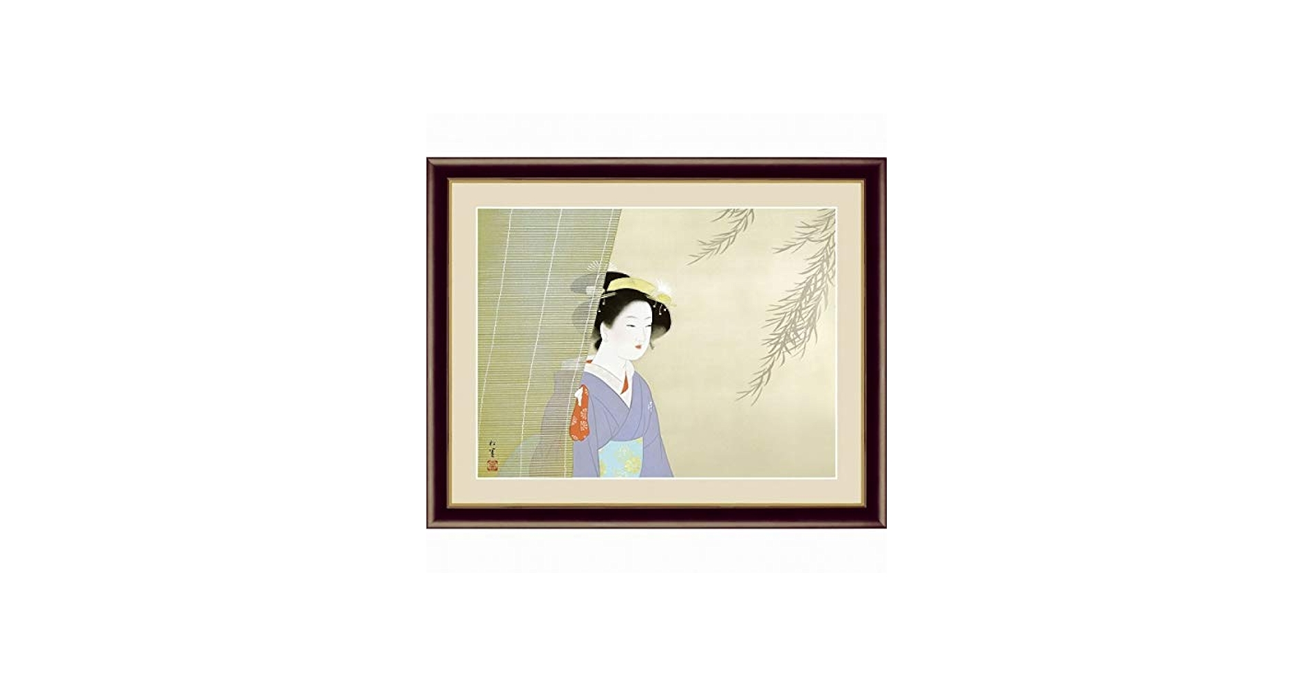 Amazon.co.jp: 上村松園『涼風』高精彩工芸画+手彩 人物画 女性画 美人