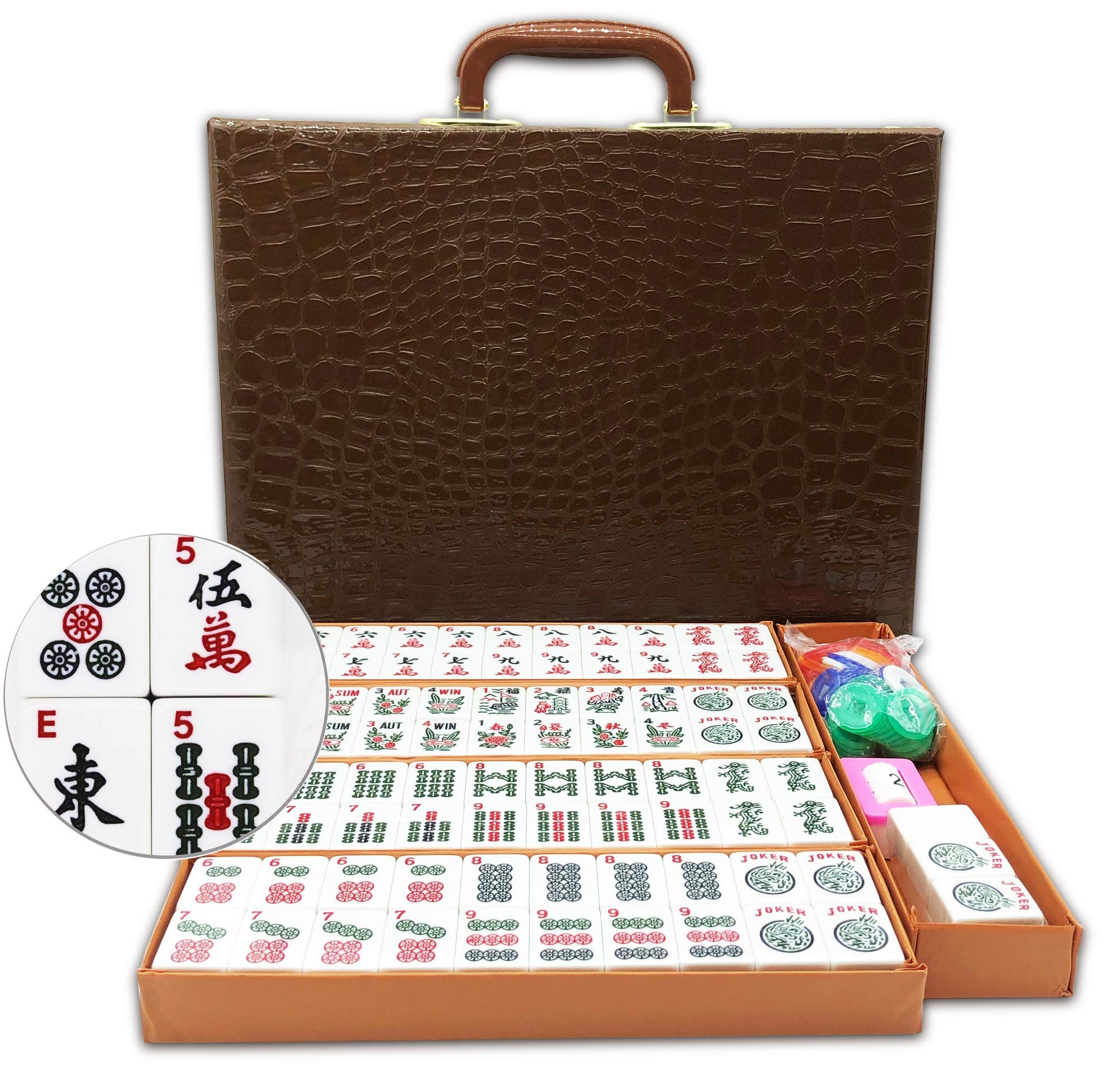 Amazon.co.jp: American Mahjongゲームセット 166枚の白い彫刻タイル