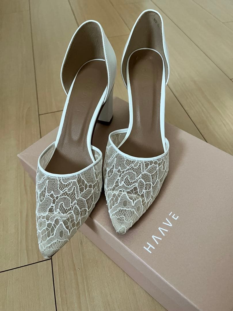 HAAVE レースオープンパンプス ウェディングシューズ 22.5cm - メルカリ