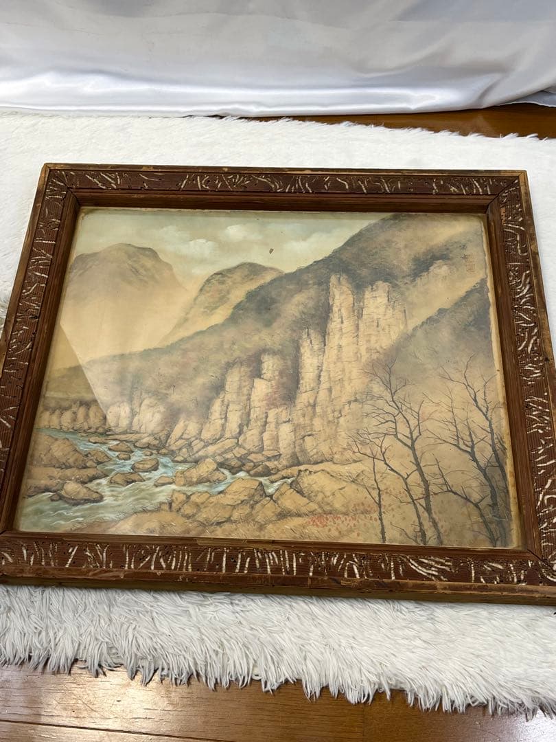 額入り71.0cm 壁掛け 山川風景水彩画 1156 Amazon.co.jp: 絵画 山川の森インテリア 絵画 美しい自然の風景アート