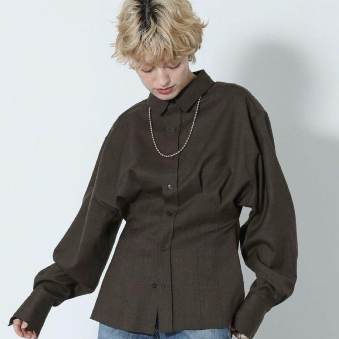 ⭐️美品⭐️ free sizeトゥデイフル　ウエストタックシャツ　ブラウン WEB限定】ウエストタックシャツ