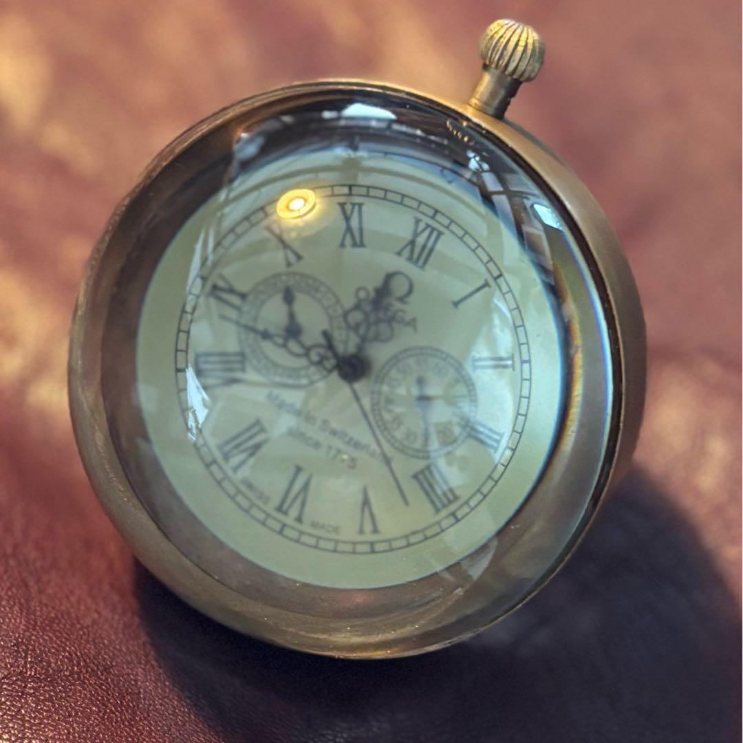 アンティークオメガ球体手巻き置き時計