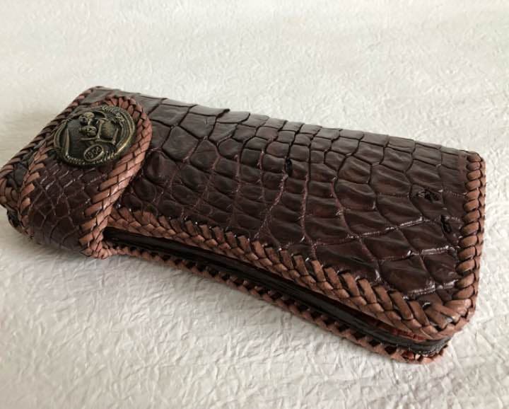ス*ブ様 長財布 クロコダイル 本革 バイカーズウォレット
