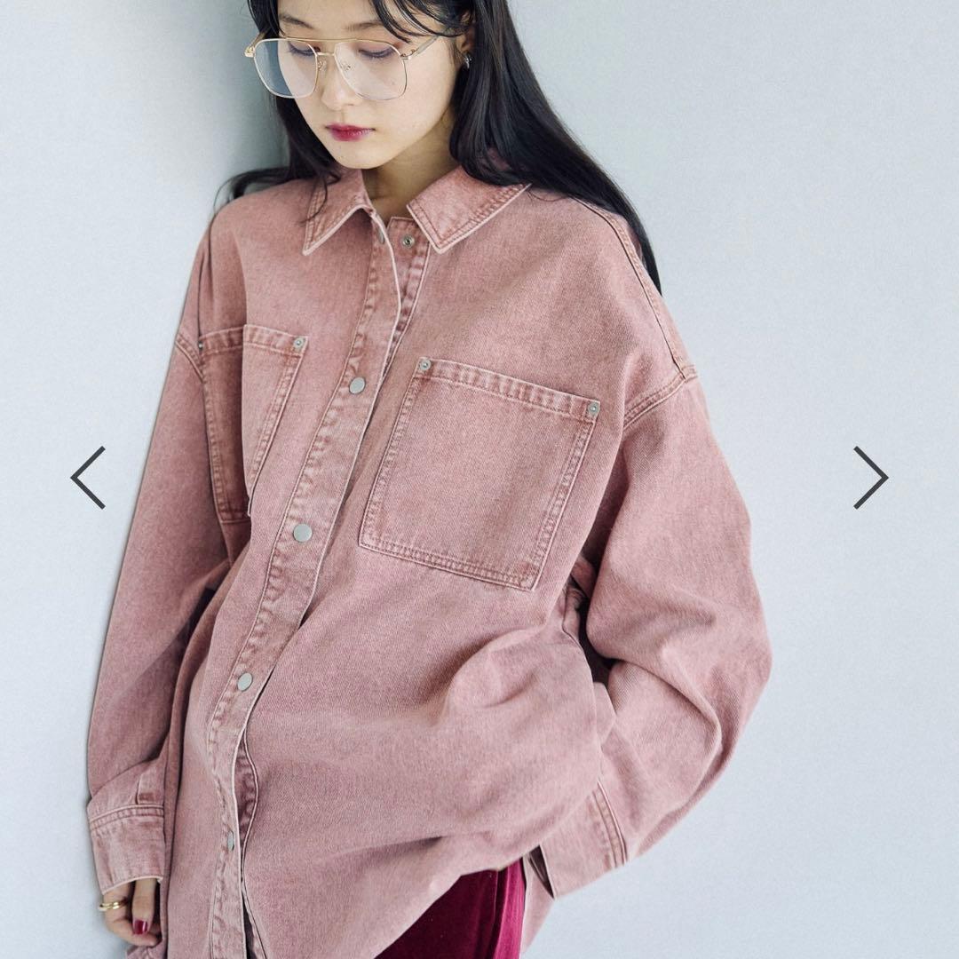 人気　LEPSIM レプシィム　フリンジパッチ BIGデニムシャツ