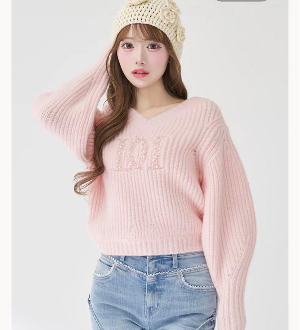 Darich ファンシービーズDDロゴボリュームニットトップス PNK ピンク darich ファンシービーズDDロゴボリュームニットトップス ピンク