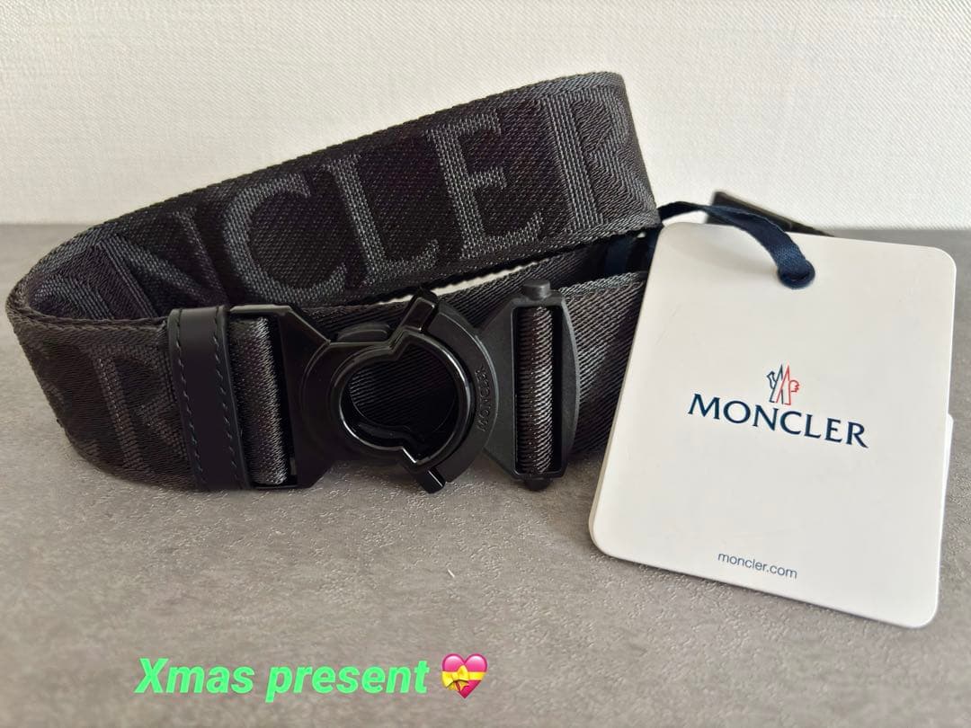【新品】 MONCLER ロゴバックル ブラックナイロンベルト