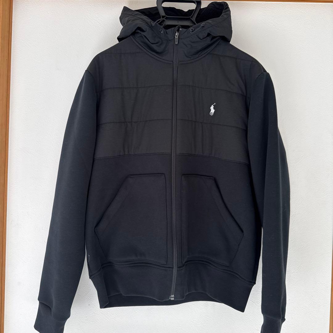 ラルフローレン　フーディーブルゾンパーカー黒　M size スウェット×ナイロン