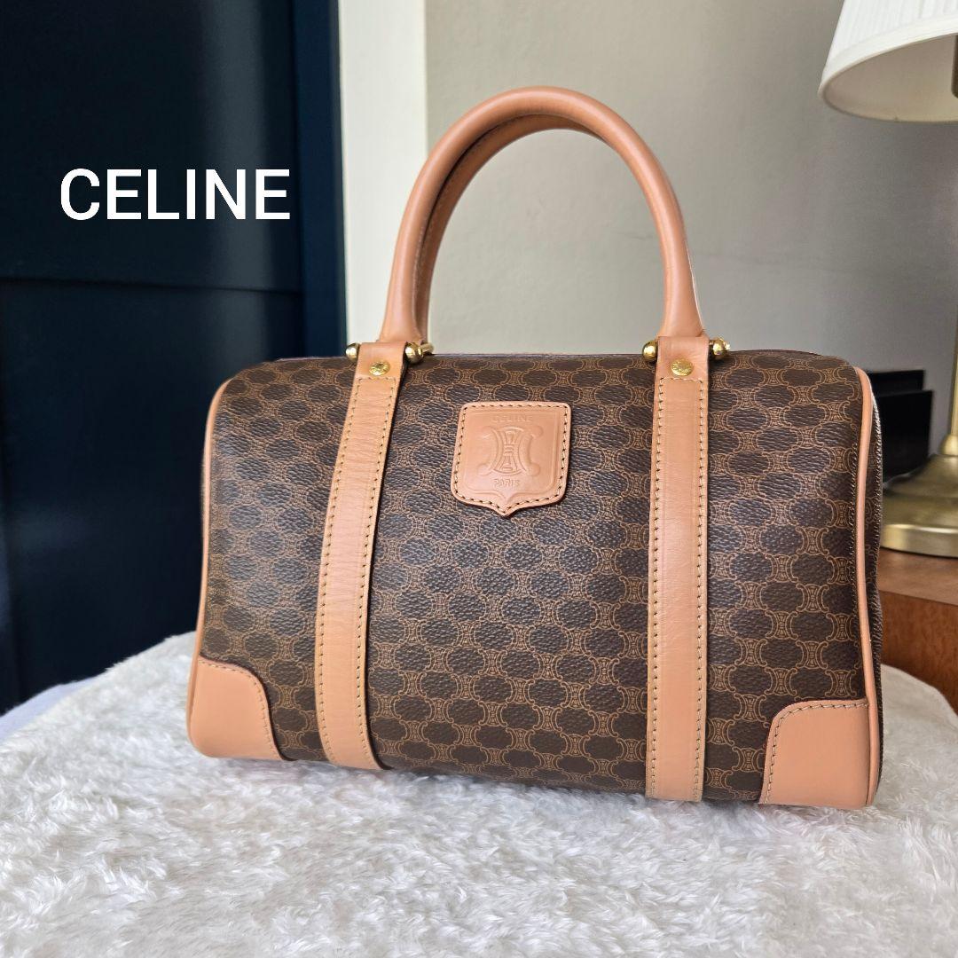 ☆CELINE☆　美品　セリーヌ　ミニボストンバッグ　マカダム柄　トリオンフ CELINE 美品 セリーヌ トリオンフ ミニボストンバッグ マカダム柄