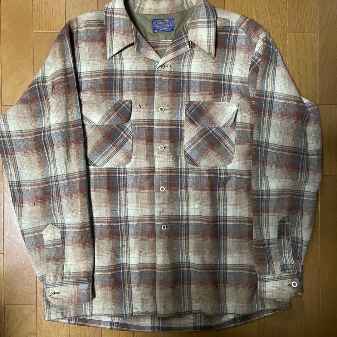 80s オンブレチェック PENDLETON ウールシャツ XL 値下げ交渉〇