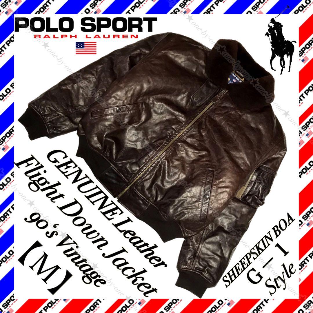 POLO SPORT ポロスポーツ レザー ダウン ジャケット G-1 高級 M