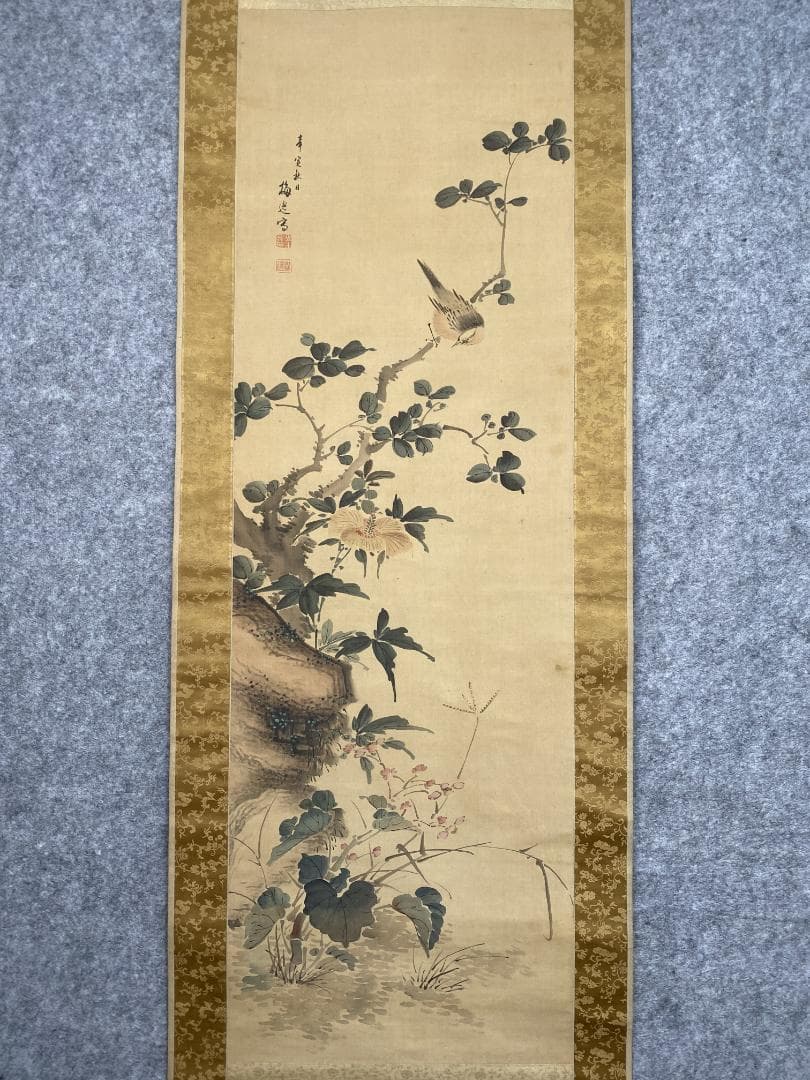 や*ん様 山本梅逸 花鳥図 二重箱 江戸 尾張南画 名古屋生 中国 掛軸2412 や*ん様 山本梅逸 花鳥図 二重箱 江戸 尾張南画 名古屋生 中国 掛軸