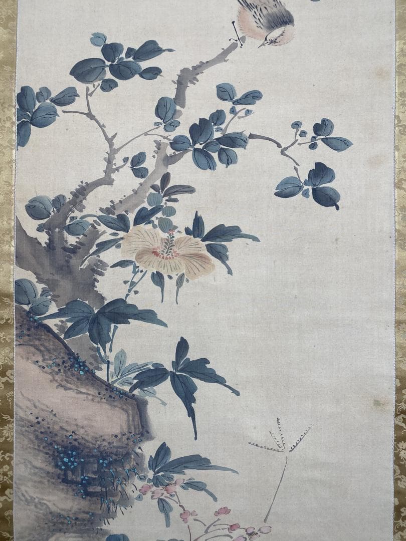 や*ん様 山本梅逸 花鳥図 二重箱 江戸 尾張南画 名古屋生 中国 掛軸