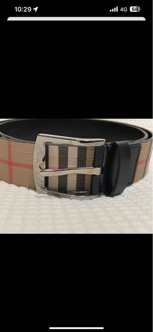 チェック柄 レザーベルト メタルバックル