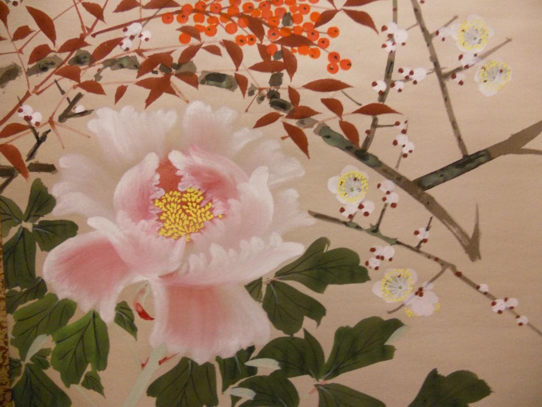 掛け軸 暁春 四季の花 絹本 希少 軸装 茶道具 掛軸 美品 です。 - メルカリ