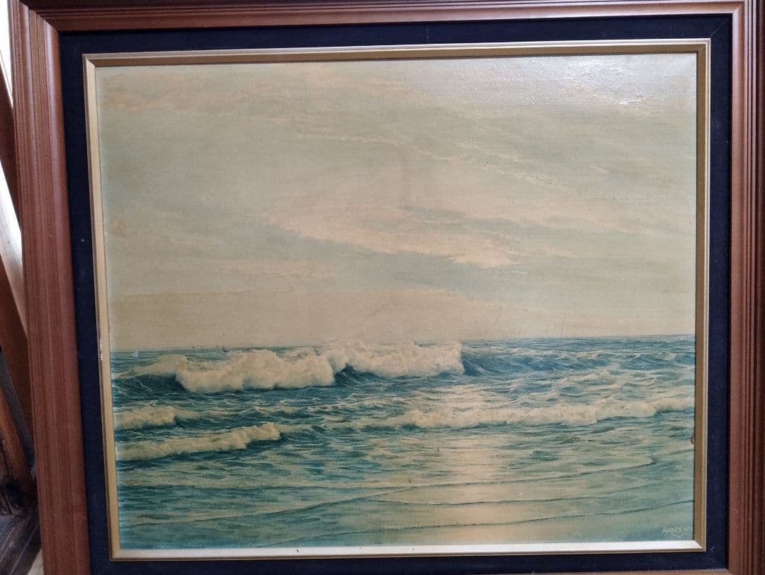 油絵 海　冬 画家 アンドリュース Amazon.co.jp: イヴァン・アイヴァゾフスキー《嵐の海の船、1887年