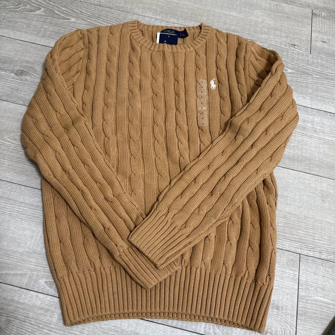【新品】ポロラルフローレン ケーブルニット コットン クルーネック セーターL POLO RALPH LAUREN（ポロ・ラルフローレン） ニット セーター ケーブル