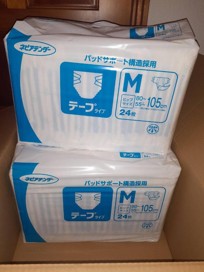 未開封新品　紙おむつ（テープ）Mサイズ　６パック（２４枚×６）　ネピアテンダー
