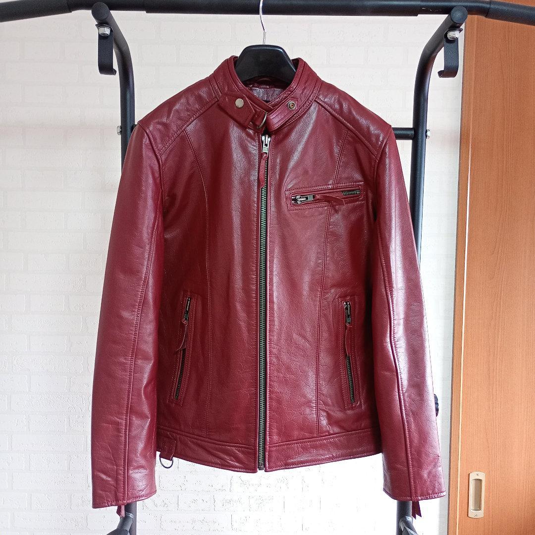 リューグーレザーズ　シングルライダースジャケット　ワインレッド　メンズM