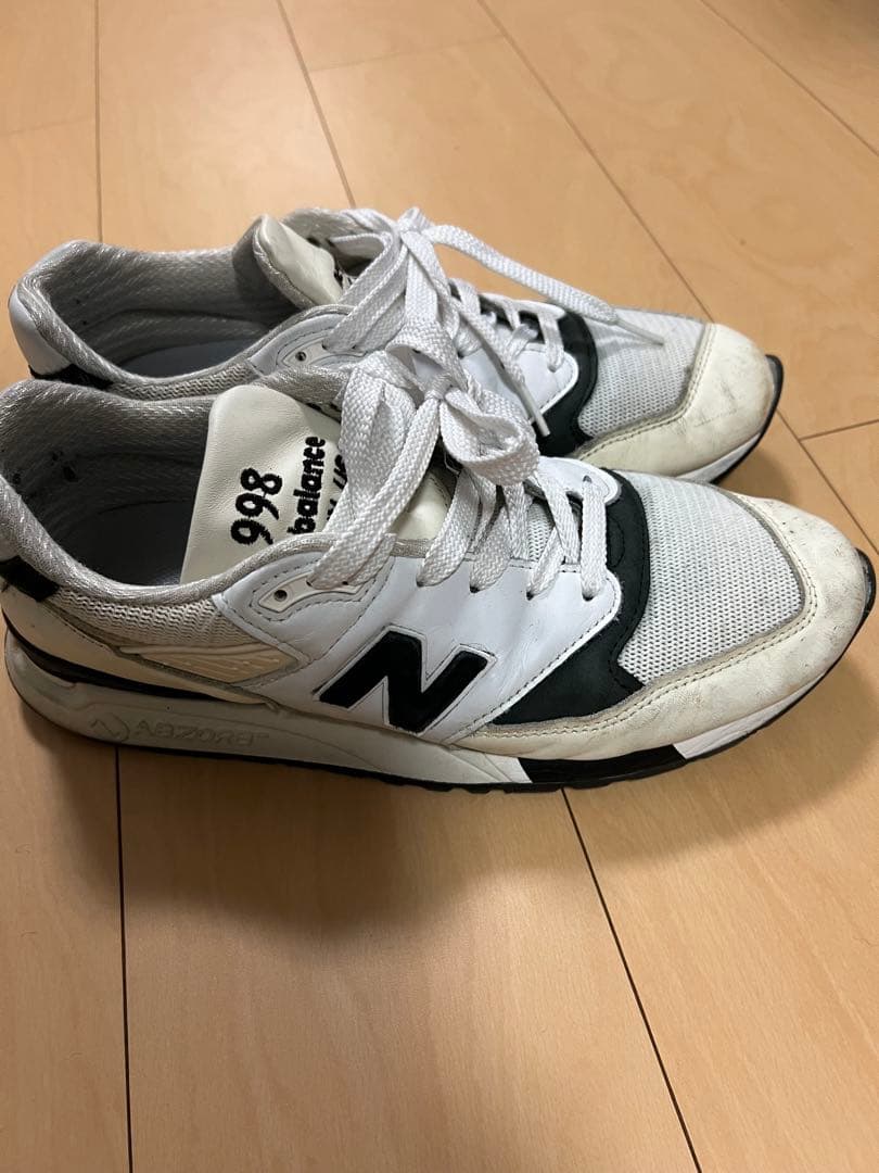 New Balance 998 ホワイト/ブラック 27.5cm - メルカリ