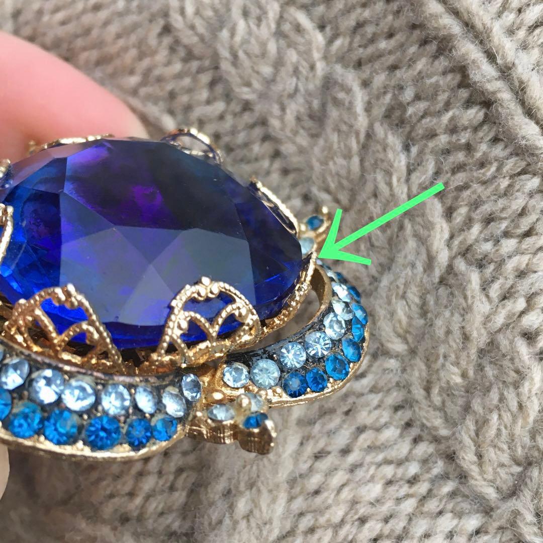 ココ様☆#4312 COROCRAFT ヴィンテージ ブローチ ツートン ブルー