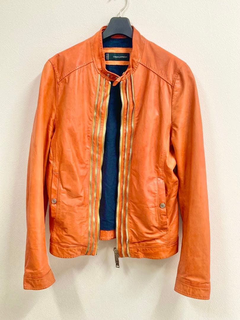 ディースクエアード　ライダースジャケット　オレンジ