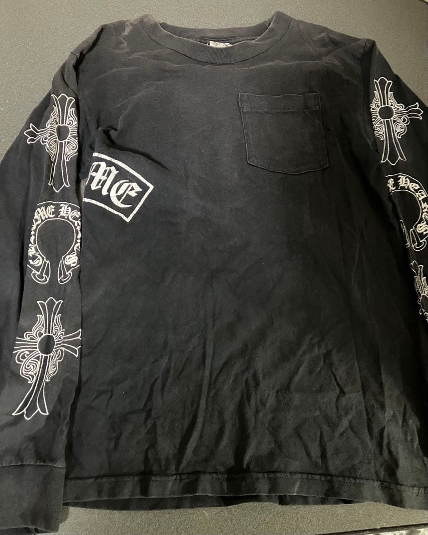 ヴィンテージ　クロムハーツ　ロンT ブラック　クロス&ホースシュー サイズM相当